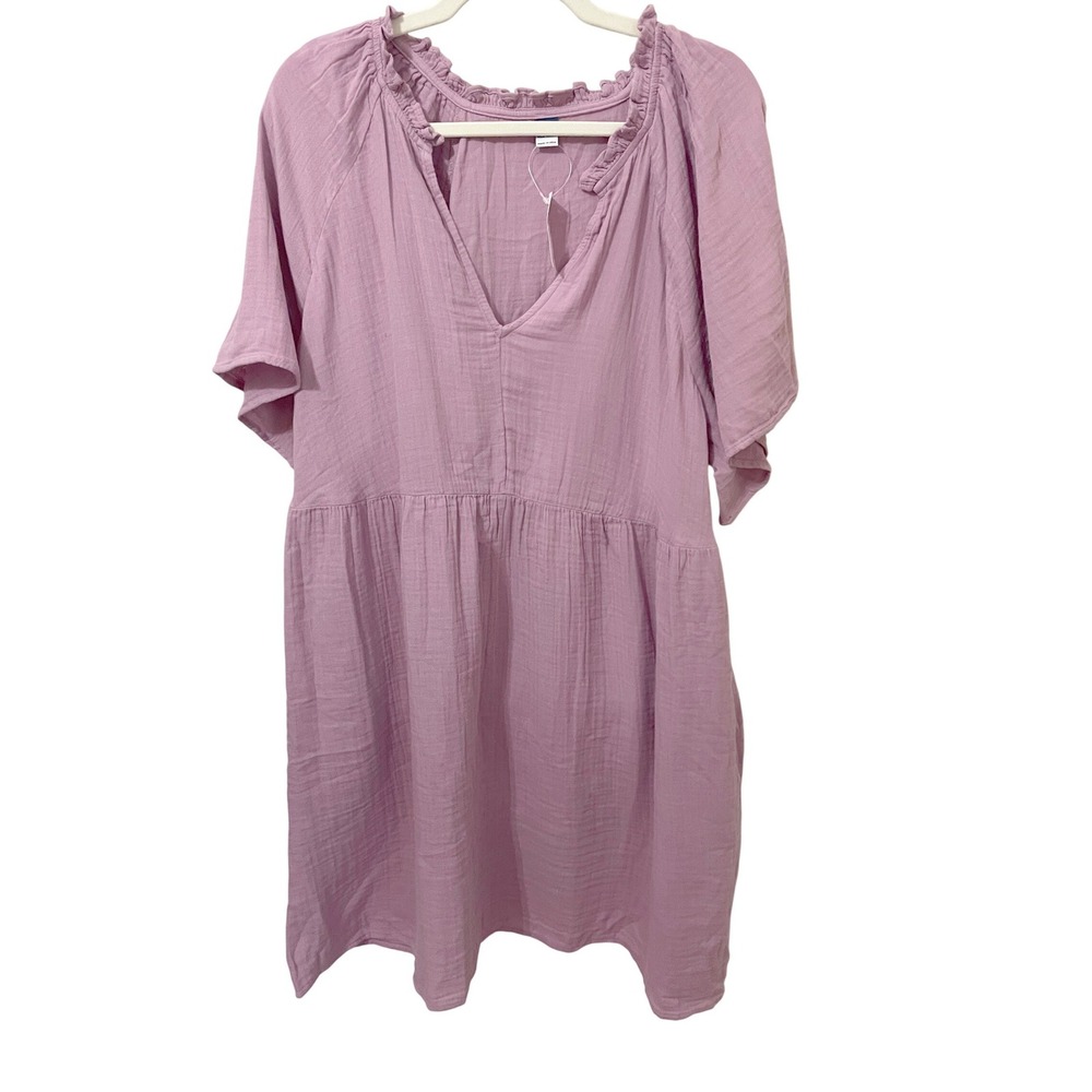 Old Navy Size XL Short Sleeve Gauze V-Neck Dress Light Purple